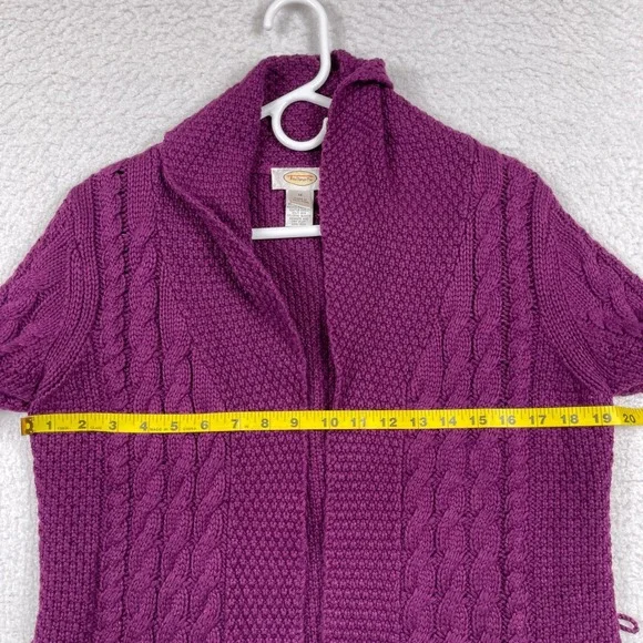 Talbots Sweater Womens Medium Purple Cable Knit Shawl Collar Cardigan Vintage - Picture 7 of 10
